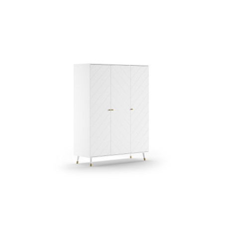 Armoire 3 portes GASPARD - Pin massif, blanc