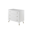 Commode 3 tiroirs GASPARD - Pin massif, blanc