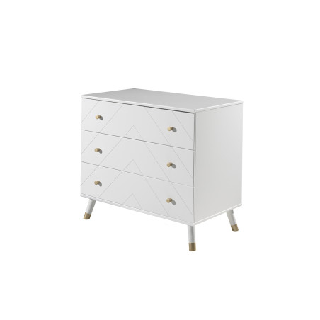 Commode 3 tiroirs GASPARD - Pin massif, blanc