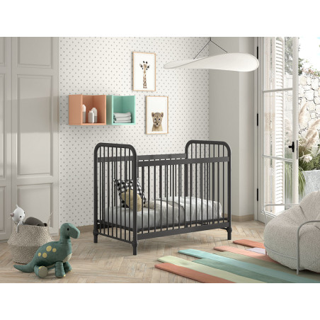 Lit bébé BASTIAN 60 x 120 cm - Métal, noir