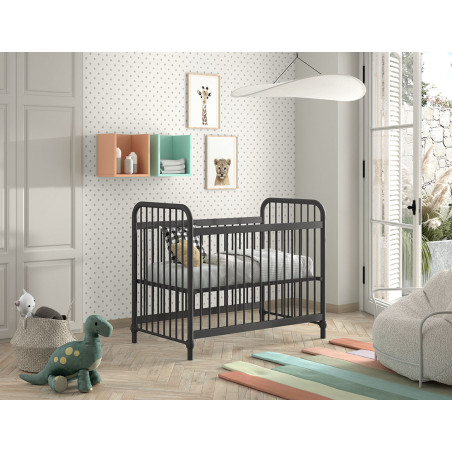 Lit bébé BASTIAN 60 x 120 cm - Métal, noir