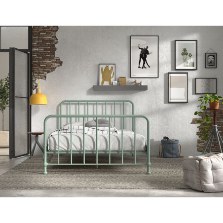 Lit BASTIAN 140 x 200 cm - Métal, vert olive