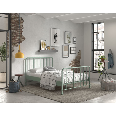 Lit BASTIAN 140 x 200 cm - Métal, vert olive
