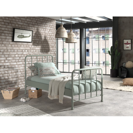 Lit BASTIAN 90 x 200 cm - Métal, vert olive