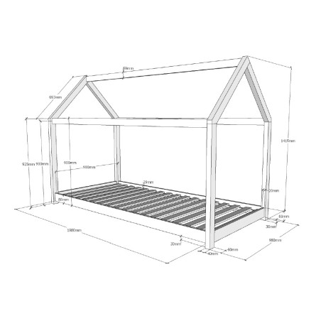 Lit ATREYU 90 x 200 cm - Pin massif, blanc