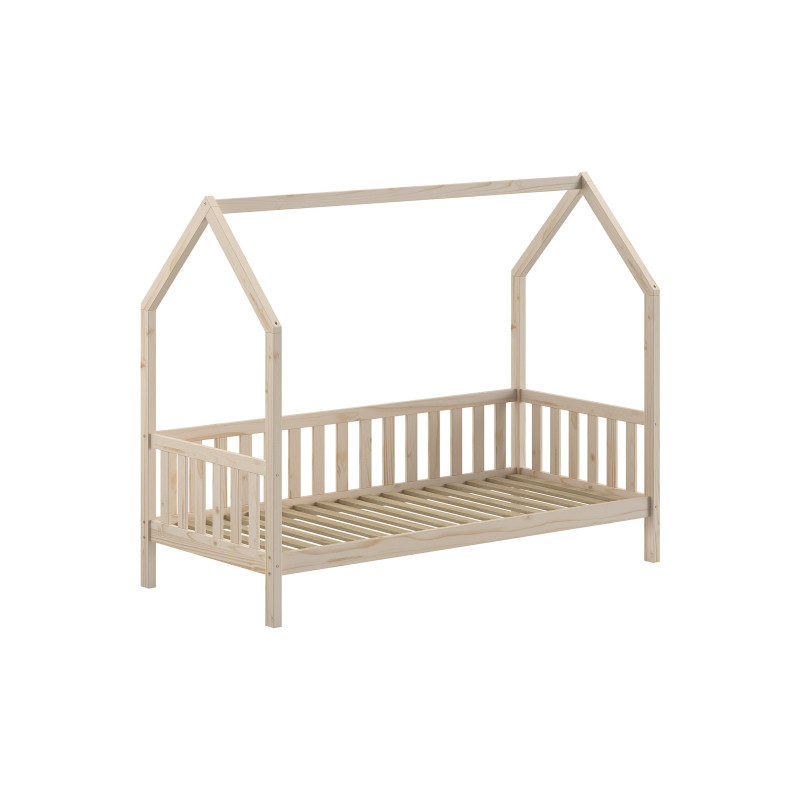 Lit avec grille ATREYU 90 x 200 cm - Pin massif, nature