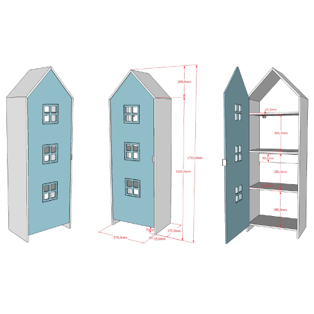 Armoire blue ballet ZAZIE - MDF, bleu