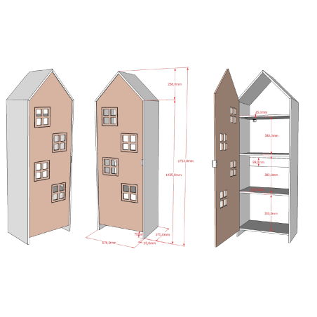 Armoire comfy ZAZIE - MDF, rose