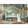 Lit cabane avec toboggan SEBASTIEN 90 x 200 cm - Pin scandinave, blanc