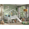 Lit cabane avec toboggan SEBASTIEN 90 x 200 cm - Pin scandinave, blanc