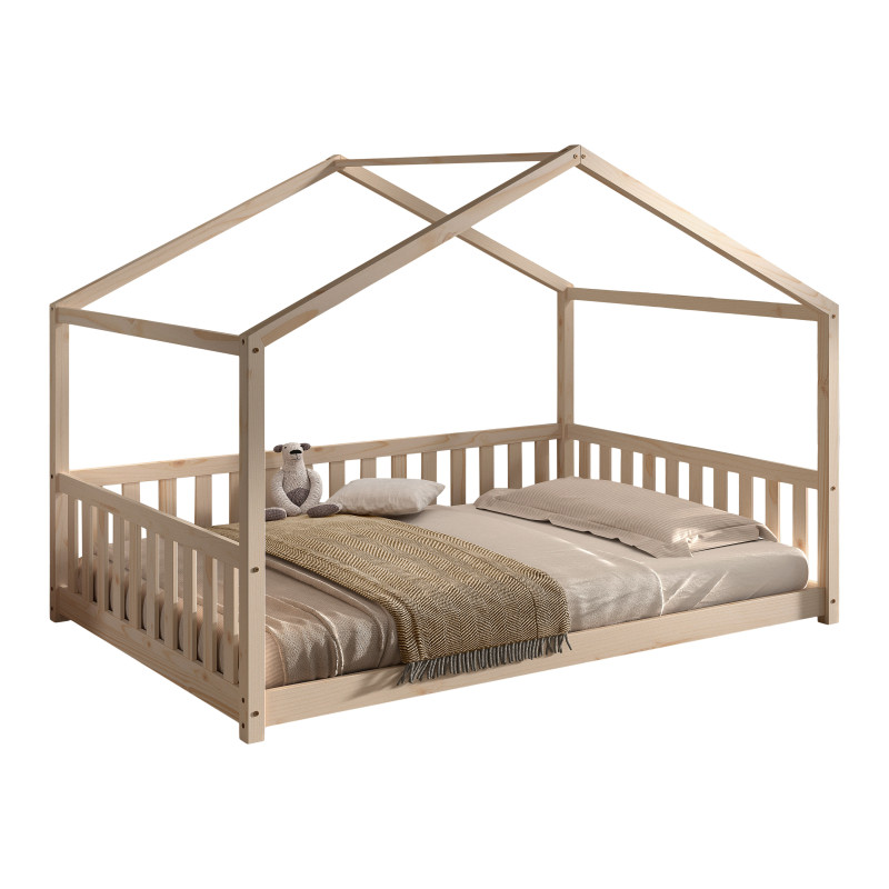 Lit sebastien lit cabane SEBASTIEN DUO 140 x 200 cm - Pin massif, nature