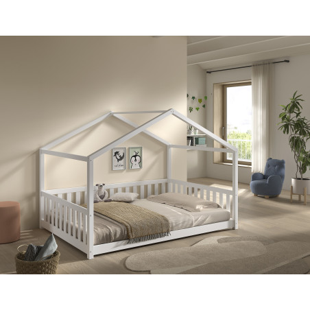 Lit sebastien lit cabane SEBASTIEN DUO 140 x 200 cm - Pin massif, blanc
