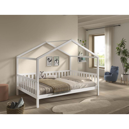 Lit sebastien lit cabane SEBASTIEN DUO 140 x 200 cm - Pin massif, blanc