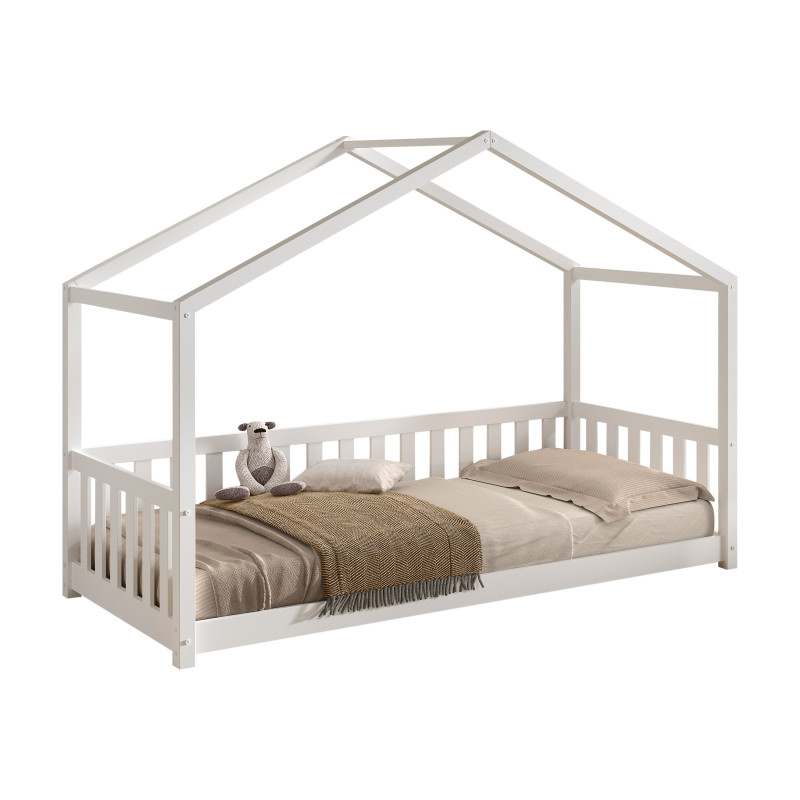 Lit sebastien lit cabane SEBASTIEN DUO 90 x 200 cm - Pin massif, blanc