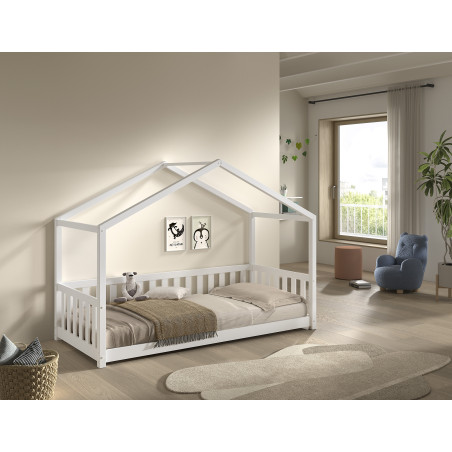 Lit sebastien lit cabane SEBASTIEN DUO 90 x 200 cm - Pin massif, blanc