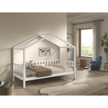 Lit sebastien lit cabane SEBASTIEN DUO 90 x 200 cm - Pin massif, blanc