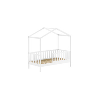Lit cabane junior SEBASTIEN 70 x 140 cm - Pin massif, blanc