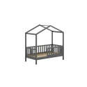 Lit cabane junior SEBASTIEN 70 x 140 cm - Pin massif, anthracite