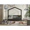 Lit cabane junior SEBASTIEN 70 x 140 cm - Pin massif, anthracite