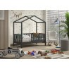 Lit cabane junior SEBASTIEN 70 x 140 cm - Pin massif, anthracite