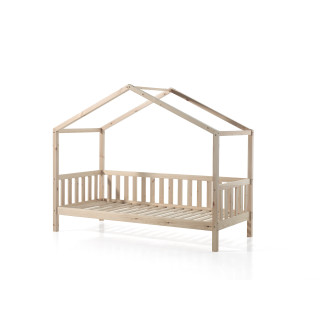 Lit cabane avec grille SEBASTIEN 90 x 200 cm - Pin massif, nature