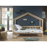 Lit cabane avec grille SEBASTIEN 90 x 200 cm - Pin massif, nature