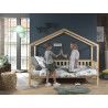 Lit cabane avec grille SEBASTIEN 90 x 200 cm - Pin massif, nature