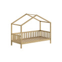 Lit cabane avec grille SYLVAIN 90 x 200 cm - Chêne, chêne