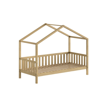 Lit cabane avec grille SYLVAIN 90 x 200 cm - Chêne, chêne