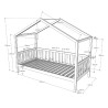 Lit cabane avec grille SYLVAIN 90 x 200 cm - Chêne, chêne