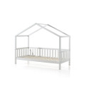 Lit cabane avec grille SEBASTIEN 90 x 200 cm - Pin massif, blanc