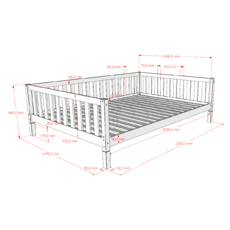 Lit sebastien lit capitaine SEBASTIEN DUO 140 x 200 cm - Pin massif, blanc