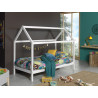 Lit cabane SEBASTIEN 90 x 200 cm - Pin massif, blanc