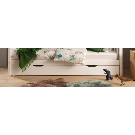 Lit gigogne SEBASTIEN 90 x 190 cm - Pin massif, blanc