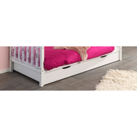 Lit gigogne SEBASTIEN 90 x 190 cm - Pin massif, blanc