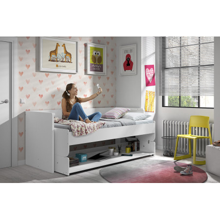 Lit bureau CLOTAIRE 90 x 200 cm - Panneaux de particules, blanc