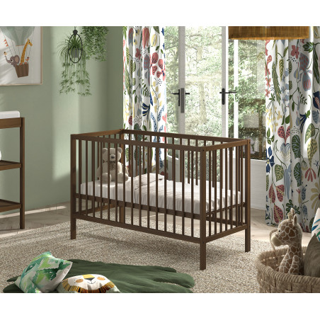 Lit bébé noix RUFUS 60 x 120 cm - Hêtre, noyer