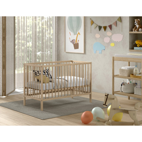 Lit bébé RUFUS 60 x 120 cm - Hêtre, nature