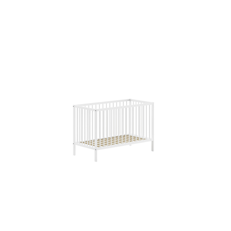 Lit bébé RUFUS 60 x 120 cm - Hêtre, blanc