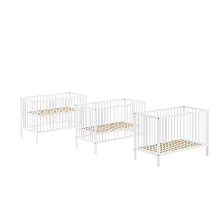 Lit bébé RUFUS 60 x 120 cm - Hêtre, blanc