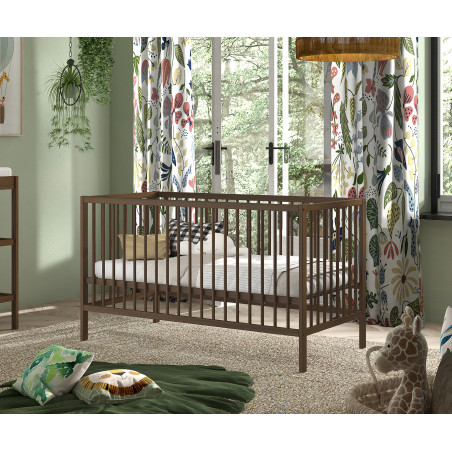 Lit bébé/junior noix RUFUS 70 x 140 cm - Hêtre, noyer