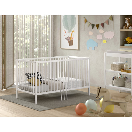Lit bébé/junior RUFUS 70 x 140 cm - Hêtre, blanc