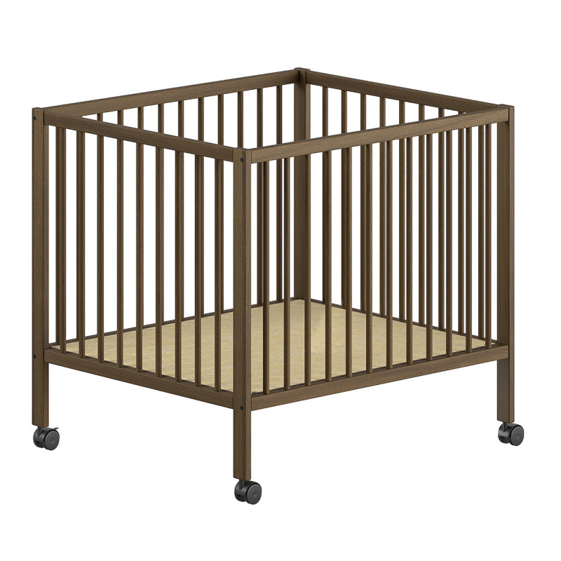 Parc bébé noix RUFUS 95 x 75 cm - Hêtre, noyer