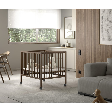 Parc bébé noix RUFUS 95 x 75 cm - Hêtre, noyer