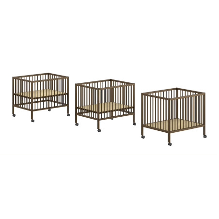 Parc bébé noix RUFUS 95 x 75 cm - Hêtre, noyer