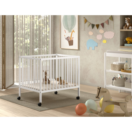 Parc bébé RUFUS 95 x 75 cm - Hêtre, blanc