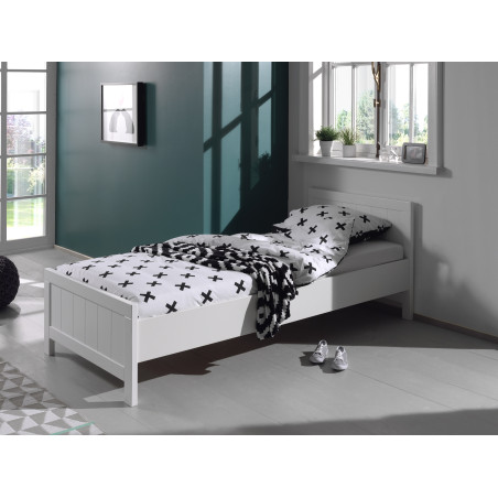 Lit ALCESTE 90 x 200 cm - Pin massif, blanc