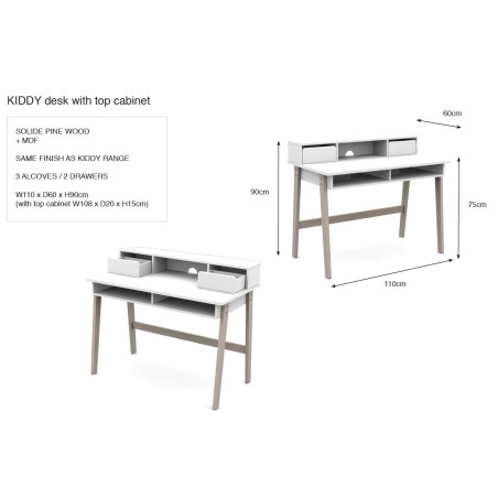 Bureau SATSUKI - Pin massif, blanc