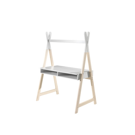 Bureau tipi SATSUKI - Pin massif, blanc