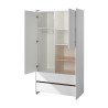 Armoire 2 portes SATSUKI - Pin massif, blanc